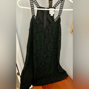 Ladies Blue Rain, Black Lace, Lined, Mini Dress, Size Small